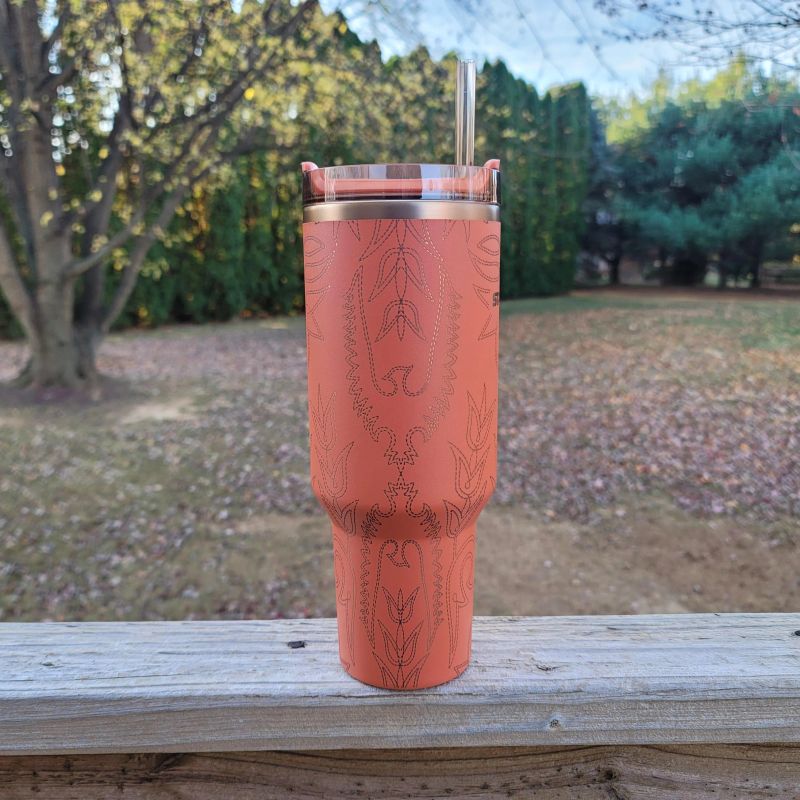Yeehaw! Western Cowboy Boot Stitching Engraved Tumbler (30oz Fog | Design Only)