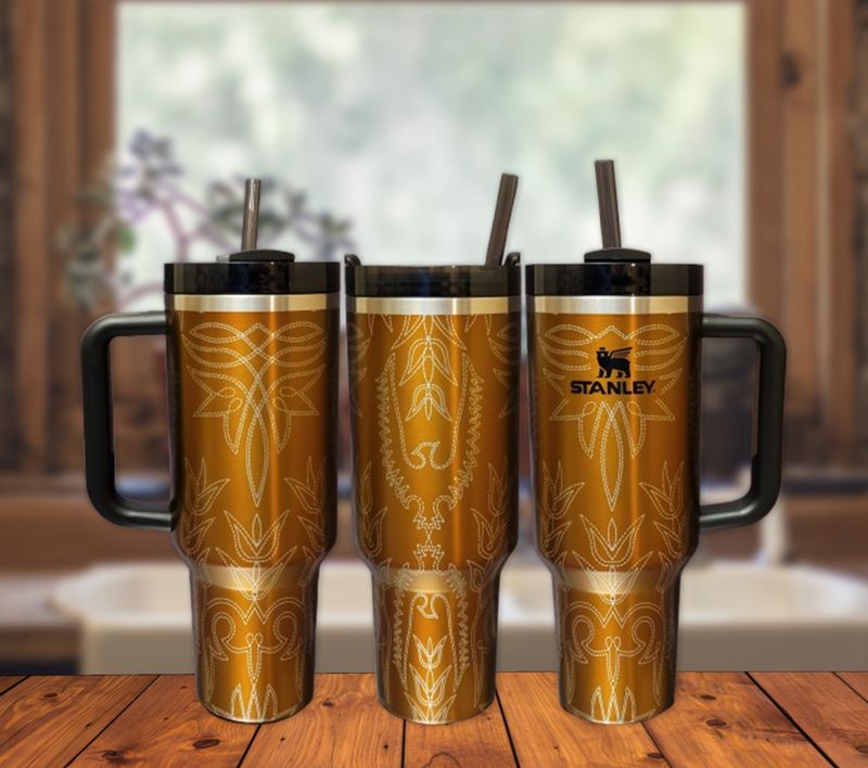 Yeehaw! Western Cowboy Boot Stitching Engraved Tumbler (30oz Fog | Design Only)