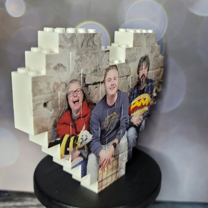Heart-Shaped Brick Photo Puzzle - Custom UV-Printed Photo Gift