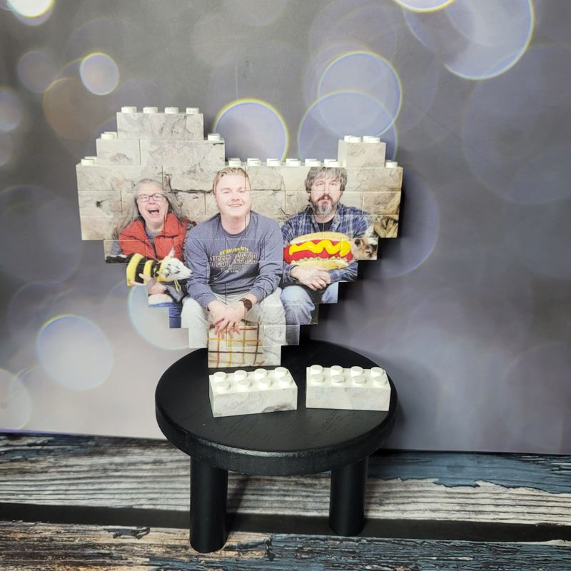 Heart-Shaped Brick Photo Puzzle - Custom UV-Printed Photo Gift