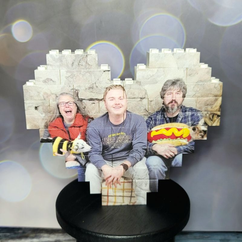 Heart-Shaped Brick Photo Puzzle - Custom UV-Printed Photo Gift