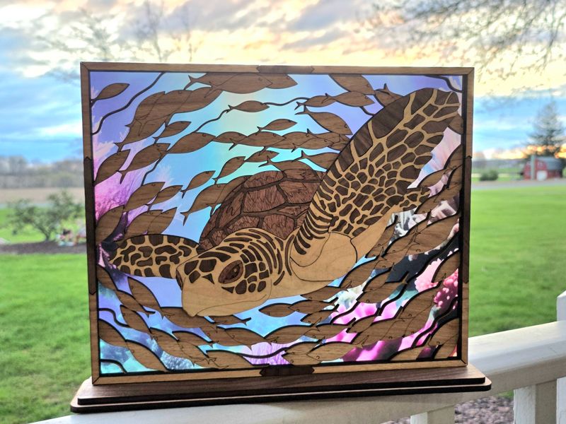 Sea Turtle Mini Quilt - Handmade Ocean Animal Wall Art - Unique Coastal Decor - Quilted Sea Life Gift - One of a Kind Sea Turtle Panel