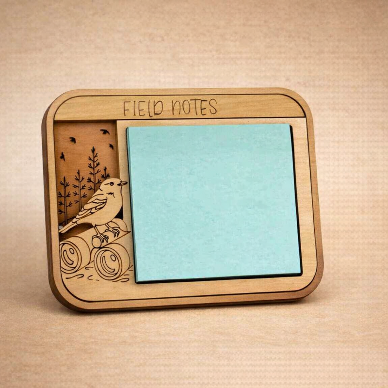 "Field Notes" birding sticky note holder