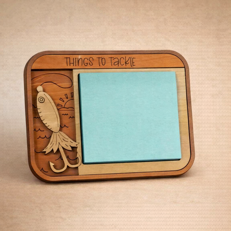 "Things to Tackle" fishing sticky note holder