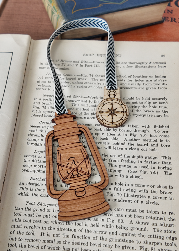 Camping Bookmark — Laser-Engraved Wood 🏕️