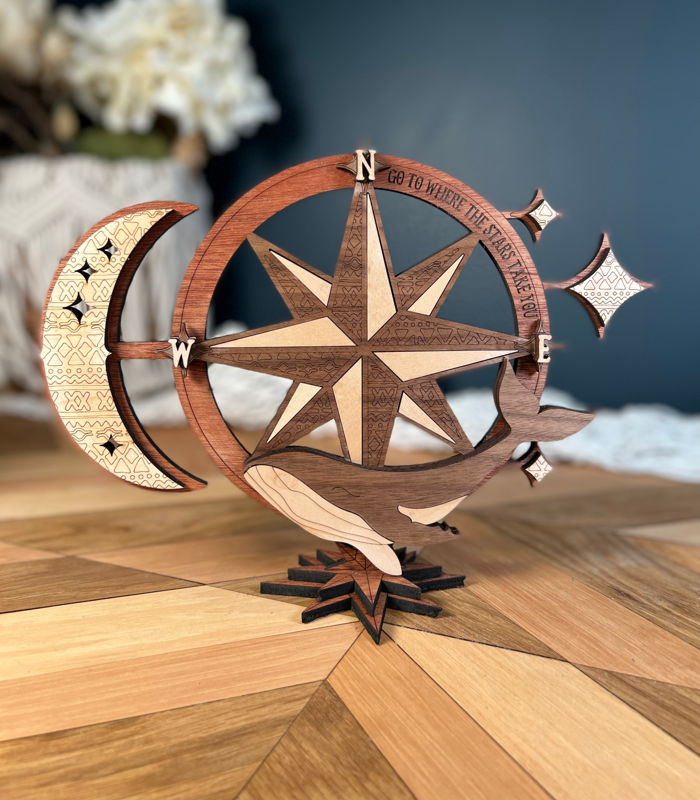 Compass Rose Celestial Shelf Sitter Sign