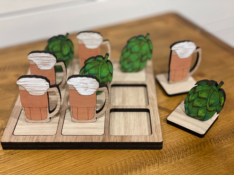 Handmade Wood Tic Tac Toe Game Set