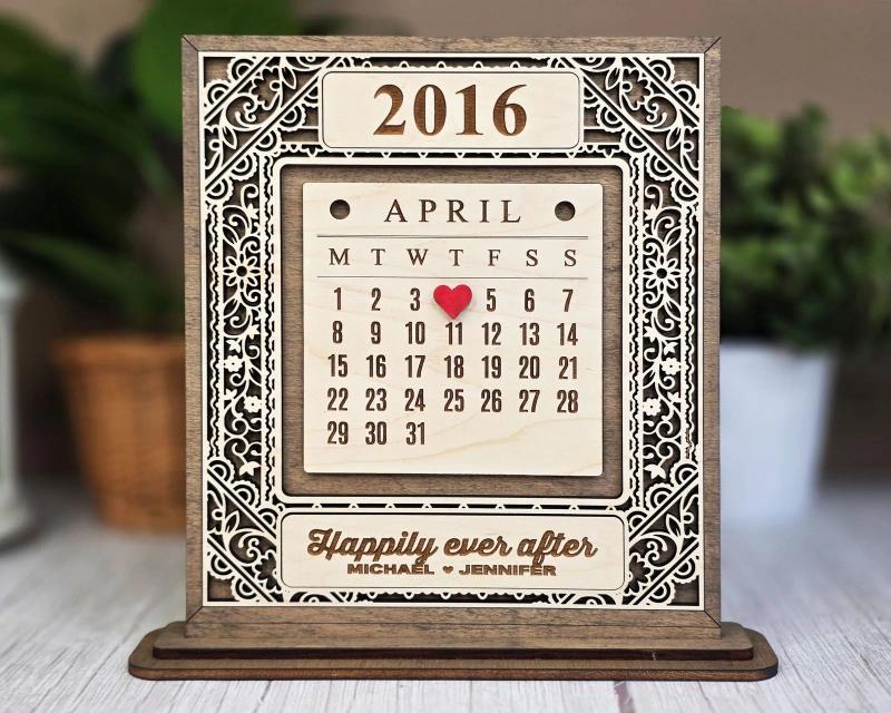 Our Special Day Calendar — Personalized Laser-Cut Wood Keepsake