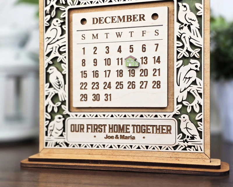 Our Special Day Calendar — Personalized Laser-Cut Wood Keepsake