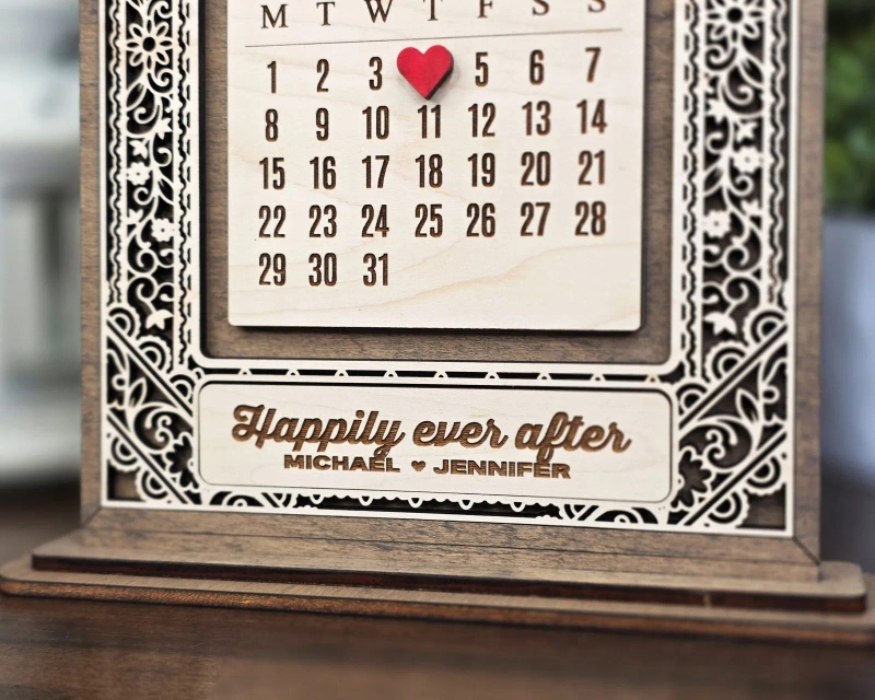 Our Special Day Calendar — Personalized Laser-Cut Wood Keepsake