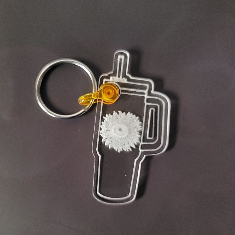 Sunflower Stanley, **FREE KEYCHAIN**, Engraved 40 oz Tumbler, Engraved Stanley, Full Wrap, Quencher H2.0, Personalized Stanley Cup (30oz Fog H2.0, Sunflower Only)