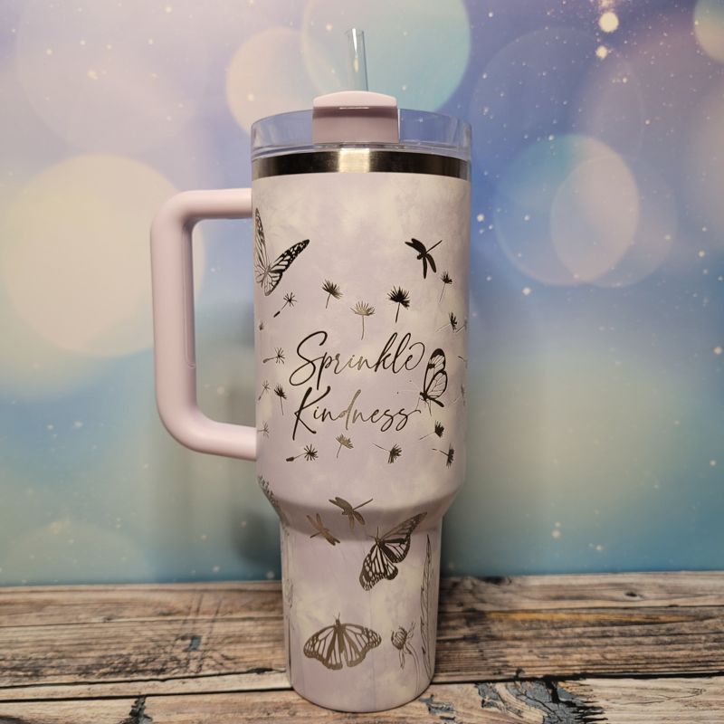 Butterfly Stanley, **FREE KEYCHAIN**,Dragonfly Stanley, Engraved 40 oz Tumbler, Stanley Sprinkle Kindness, Quencher H2.0, Personalized (30oz Fog H2.0)