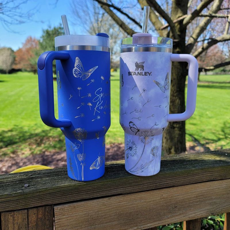 Butterfly Stanley, **FREE KEYCHAIN**,Dragonfly Stanley, Engraved 40 oz Tumbler, Stanley Sprinkle Kindness, Quencher H2.0, Personalized (30oz Fog H2.0)