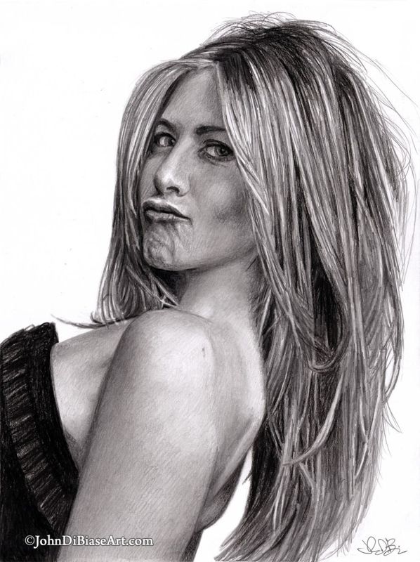 Jennifer Aniston Pencil Drawing Print (8.5 x 11) A