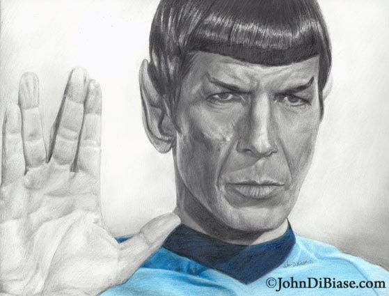 Leonard Nimoy as Spock Drawing Print 11 x 8.5