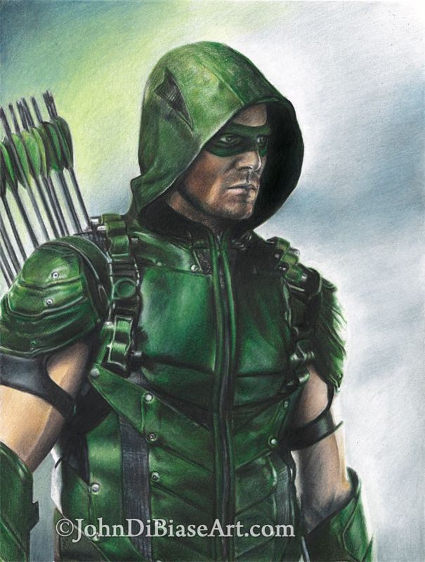 Stephen Amell as Green Arrow in TV's "Arrow" Full Color Drawing Print 8.5 x 11