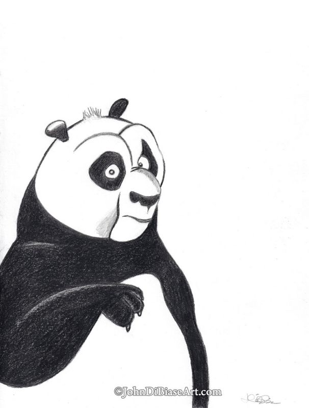 Po the Panda from Kung Fu Panda Marker Drawing Print 8.5 x 11