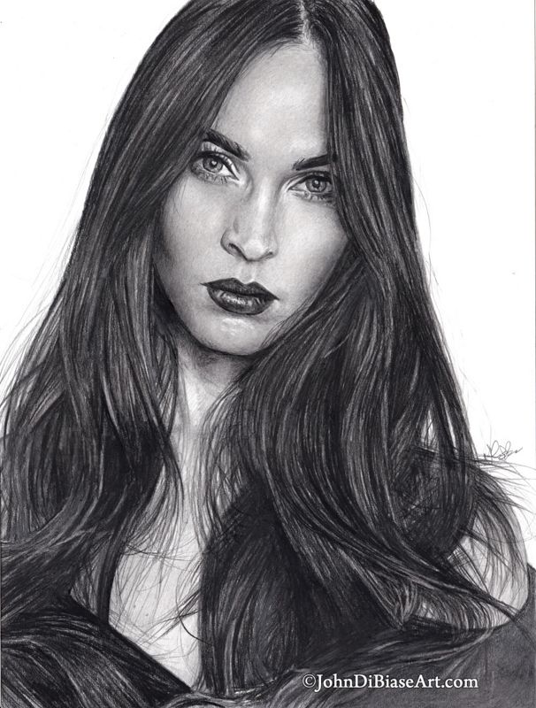 Megan Fox Original Portrait Drawing (NOT a print) 9 x 12