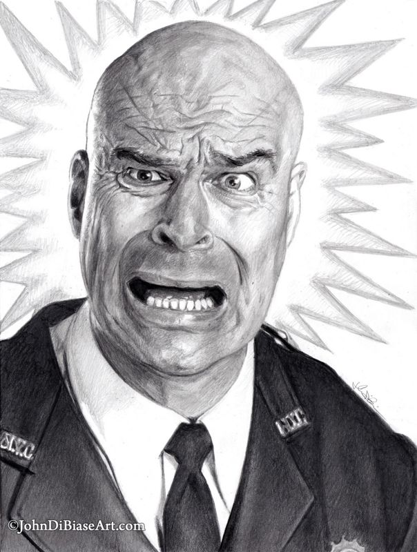 Bull Shannon (Richard Moll) from Night Court Graphite Pencil Drawing Print 8.5 x 11