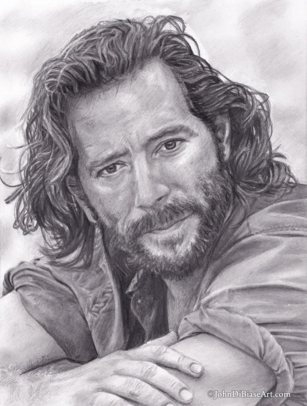Henry Ian Cusick as Desmond from LOST Original Drawing (NOT a print) 9x12