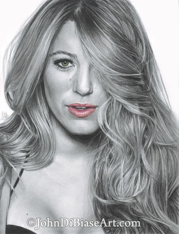 Blake Lively (The Shallows, Age of Adaline, Gossip Girl, Green Lantern) Original Portrait Drawing (NOT a print) 9 x 12