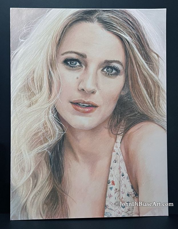 Blake Lively (The Shallows, Age of Adaline, Gossip Girl, Green Lantern) Original Colored Pencil Drawing (NOT a print) 9 x 12