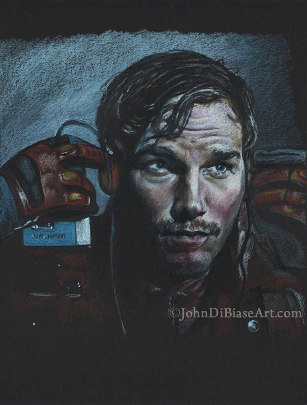 Star Lord Chris Pratt Colored Pencil Drawing Print 8.5 x 11