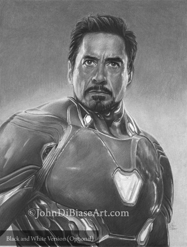 Iron Man (Robert Downey Jr) from Avengers: Infinity War Colored Pencil and Pastel Drawing Print 8.5 x 11