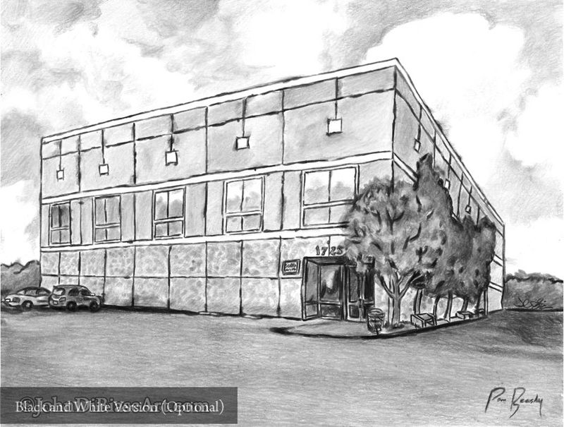 Colored Pencil Drawing of Pam's Dunder Mifflin Office Building Painting from "The Office" Print 11 x 8.5