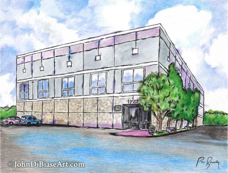 Colored Pencil Drawing of Pam's Dunder Mifflin Office Building Painting from "The Office" Print 11 x 8.5