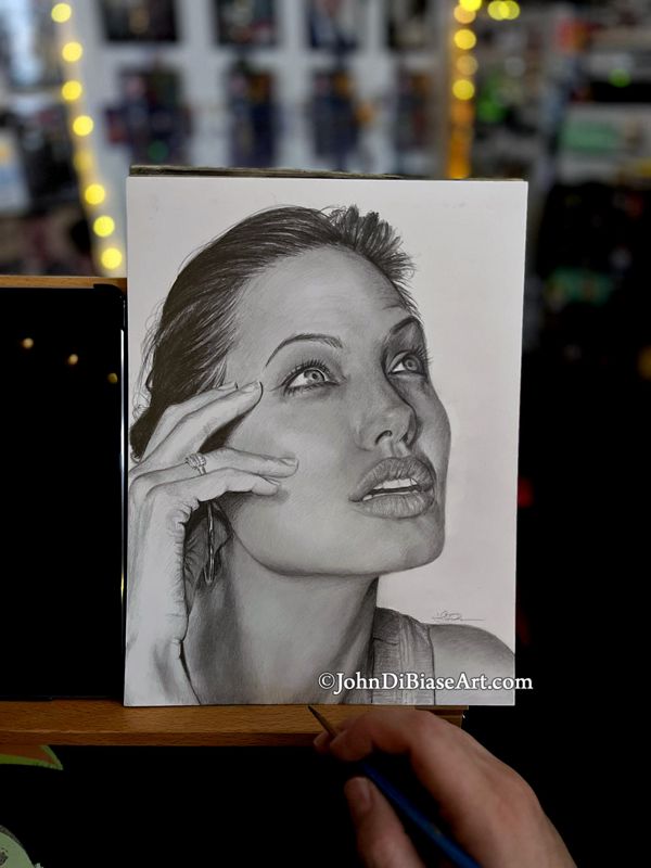 Angelina Jolie "Looking Up" Original Portrait Drawing (NOT a print) 9 x 12
