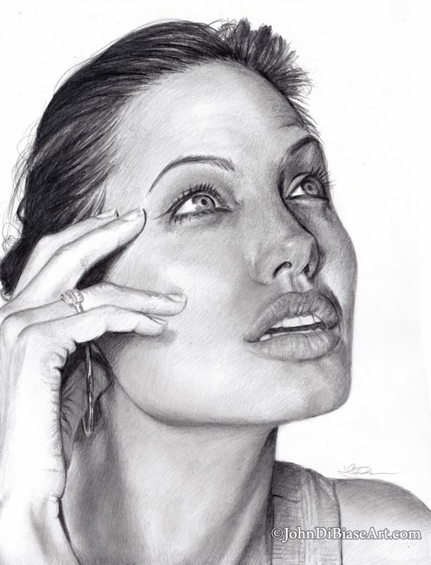 Angelina Jolie "Looking Up" (2024) Drawing Print 8.5 x 11