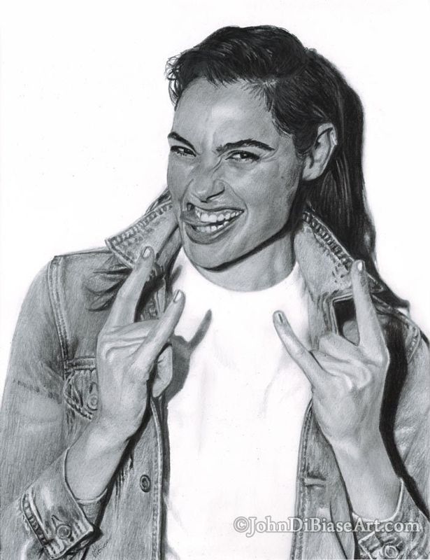 Print of Pencil Drawing of Gal Gadot (actress from Wonder Woman / Batman V Superman / Justice League) 8.5 x 11