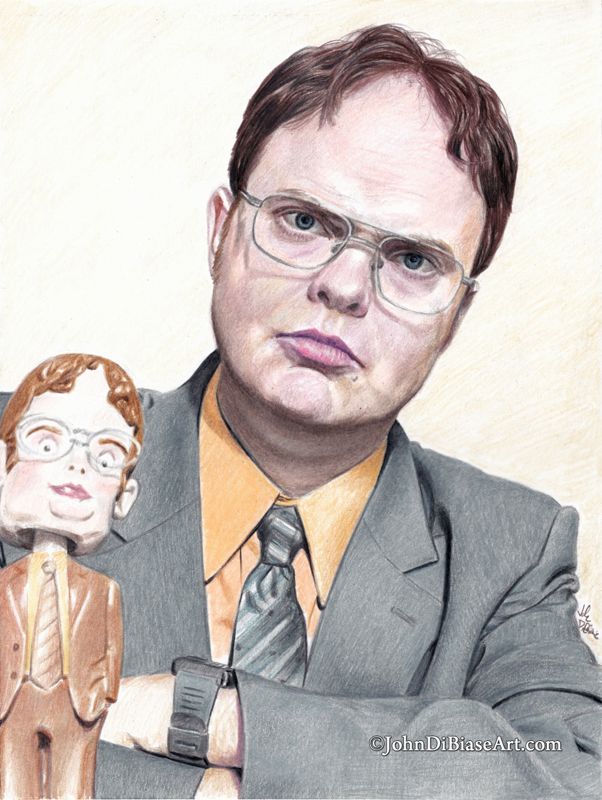 Rainn Wilson as Dwight Schrute in TV's The Office Colored Pencil Drawing Print