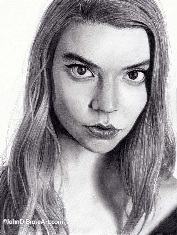Anya Taylor-Joy Original Portrait Drawing (NOT a print) 9 x 12