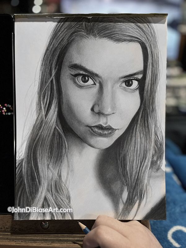 Anya Taylor-Joy Original Portrait Drawing (NOT a print) 9 x 12