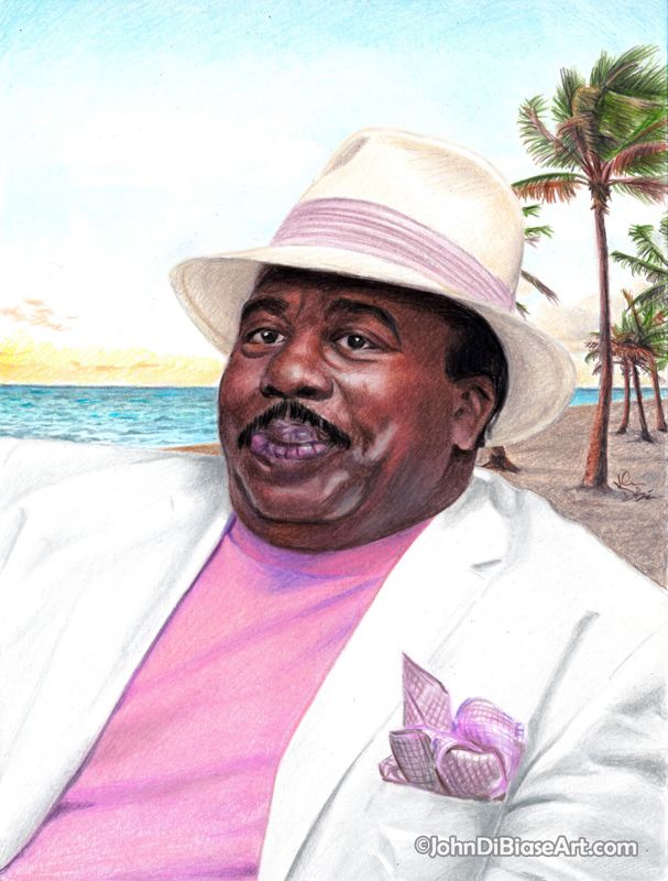 Stanley Hudson as "Florida Stanley" (Beach Background) from "The Office" (Leslie David Baker) Drawing Print 8.5 x 11