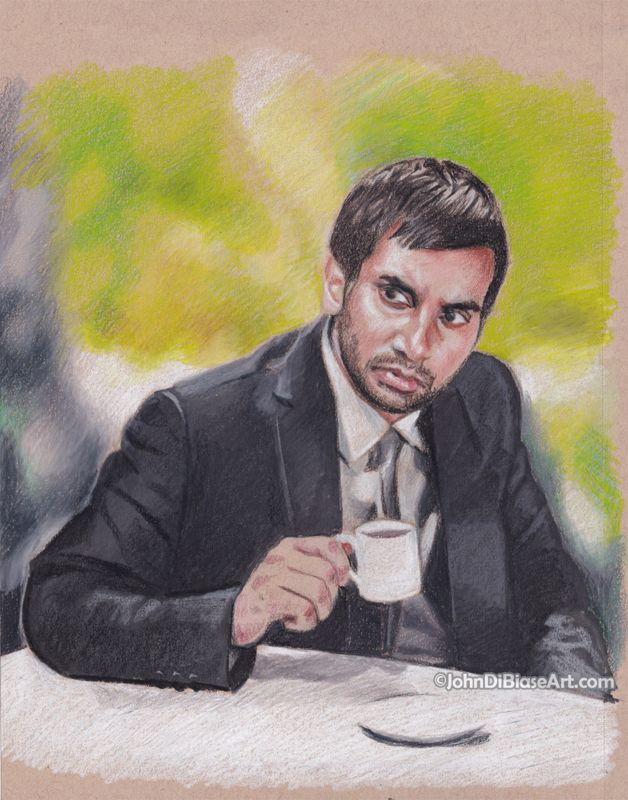 Tom Haverford (Aziz Ansari) from Parks and Recreation Colored Pencil  Drawing Print 8.5 x 11