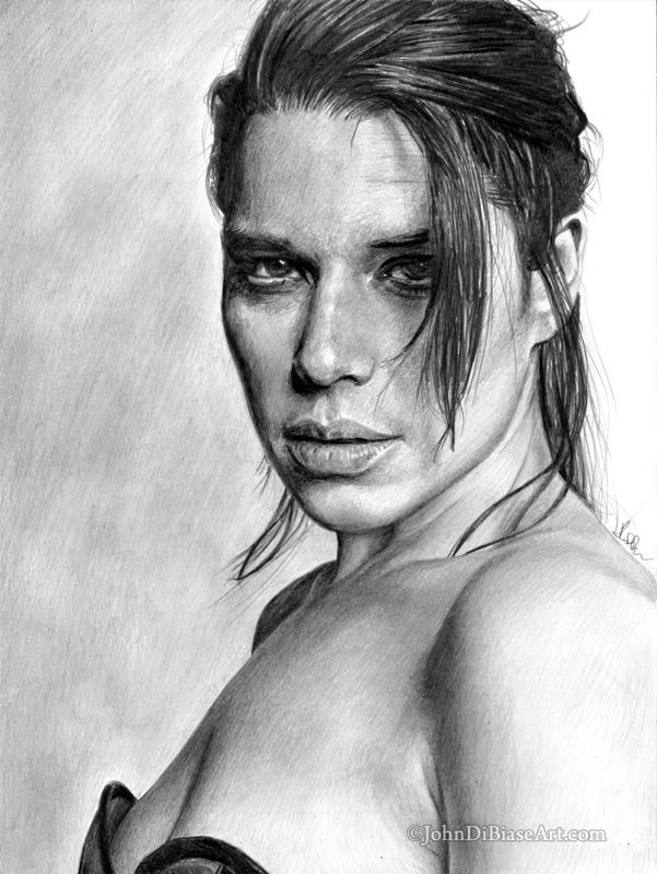 Neve Campbell (2024) ORIGINAL Pencil Drawing (9 x 12) - NOT A PRINT