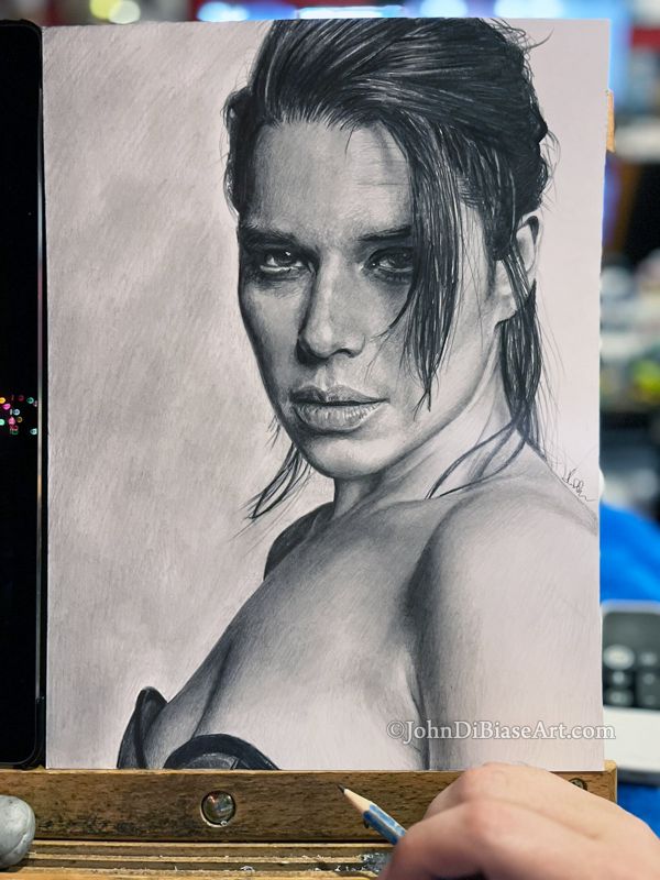 Neve Campbell (2024) ORIGINAL Pencil Drawing (9 x 12) - NOT A PRINT