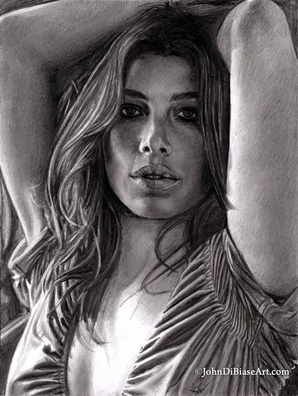 Jessica Biel Original Portrait Drawing (NOT a print)