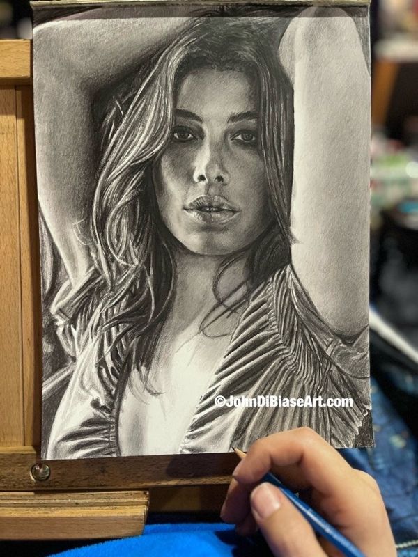 Jessica Biel Original Portrait Drawing (NOT a print)
