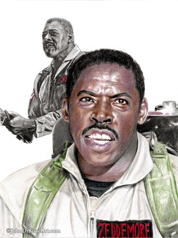 Ernie Hudson as Winston Zeddemore in Ghostbusters and Ghostbusters: Frozen Empire Colored Pencil Drawing Print 8.5 x 11