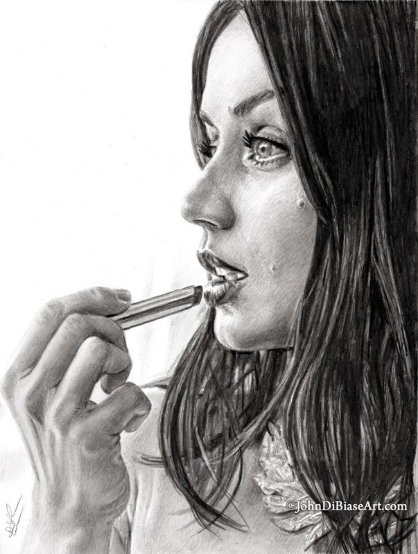 Ana De Armas "Lipstick" Original Graphite Pencil Drawing (NOT a print) 9 x 12