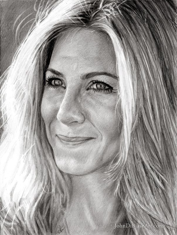 Jennifer Aniston (Close-Up) Freehand Pencil Drawing Print (8.5 x 11)