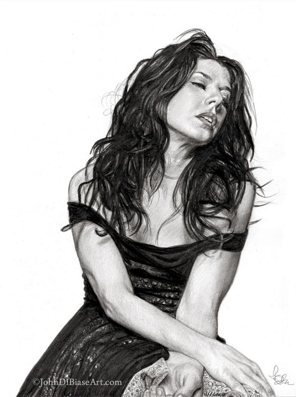 Marisa Tomei Original Portrait Drawing (NOT a print) 9 x 12