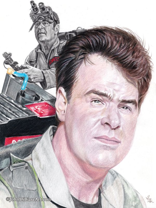 BUNDLE: Ghostbusters "Young & Old" Series Colored Pencil Drawing Prints - 6 total: Venkman, Spengler, Stantz, Zeddemore, Janine Melnitz, Dana Barrett