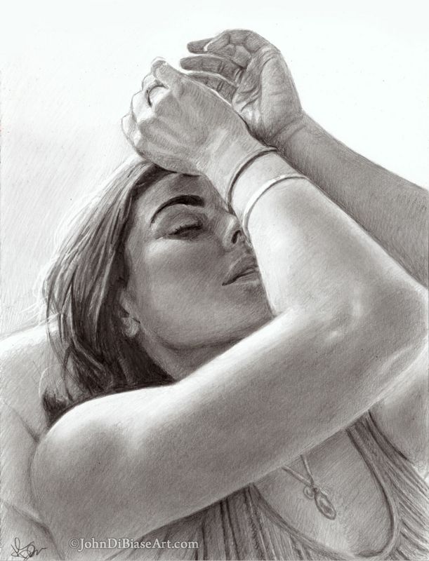 Serinda Swan Original Pencil Drawing (NOT a print) 9x12 **NOTE: Slight tear in corner