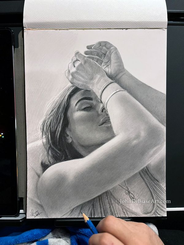 Serinda Swan Original Pencil Drawing (NOT a print) 9x12 **NOTE: Slight tear in corner