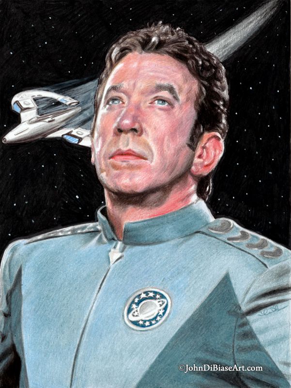 Tim Allen as Jason Nesmith in Galaxy Quest with NSEA Protector Colored Pencil  Drawing Print 8.5 x 11